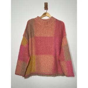 Free People Domino Prairie Sunset Alpaca Pink Wool Sweater Size Small Boho
